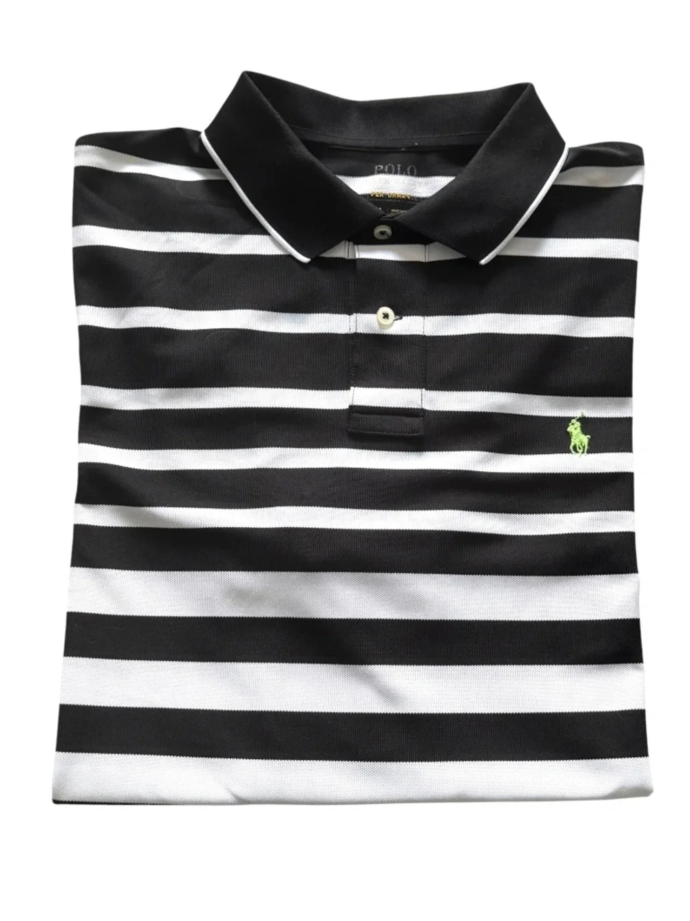 Polo Ralph Lauren Performance White & Black Stripe Polo Shirt XL Mens
